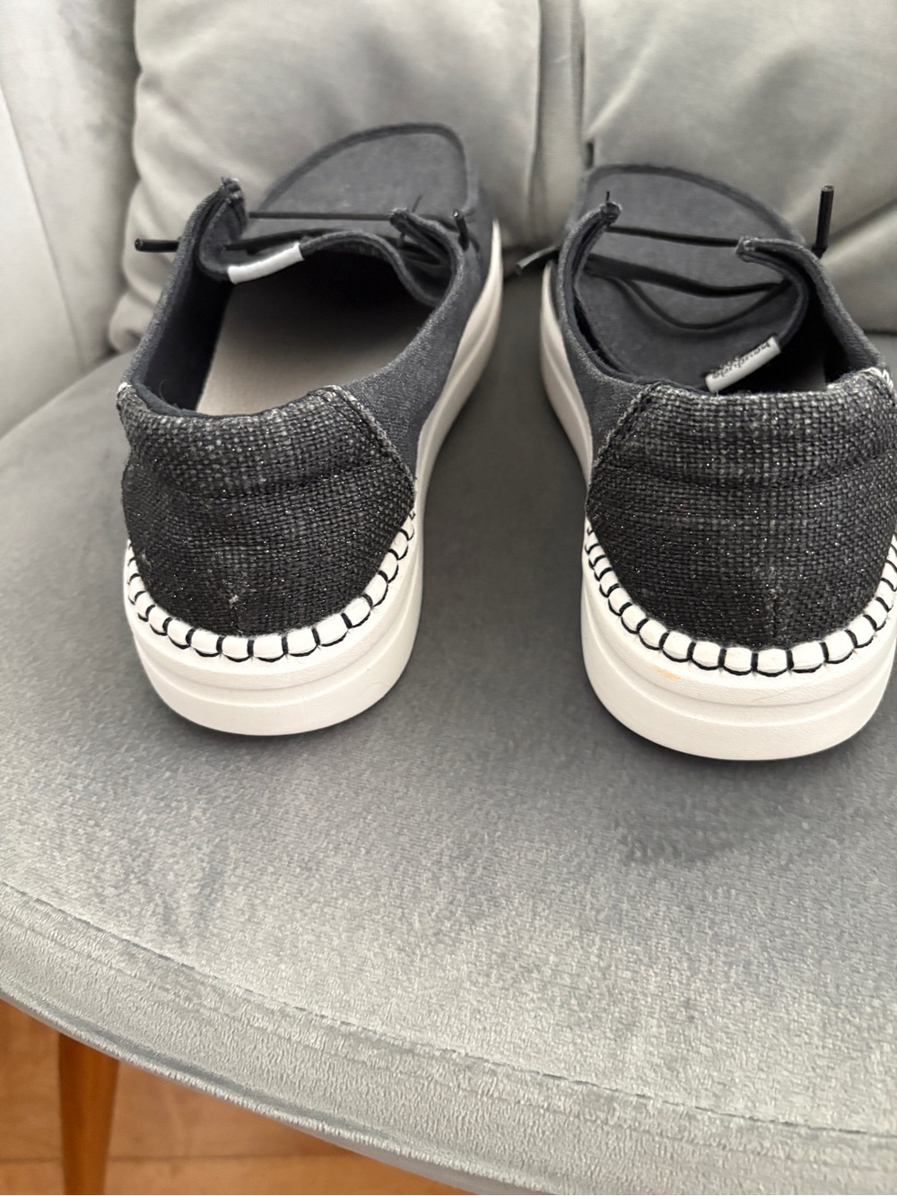 Hey Dude Women’s Black Canvas Slip-On Loafers - Picture 3 of 9